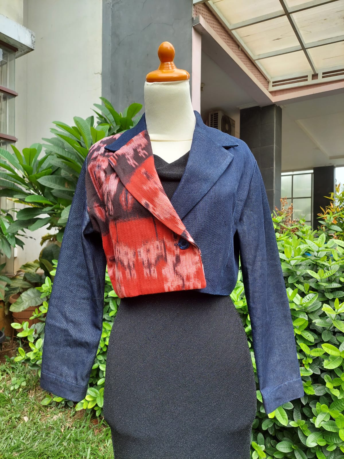Crop Denim Ethnic Blazer